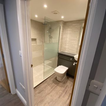 Bathroom in garage conversion with WC and shower
