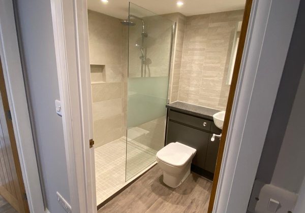 Bathroom in garage conversion with WC and shower