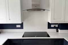 Dark blue and white kitchen