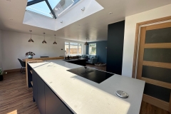 Large extension with rooflight, fitted kitchen and dining area/family space