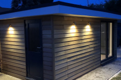 Outside room exterior at night lit up